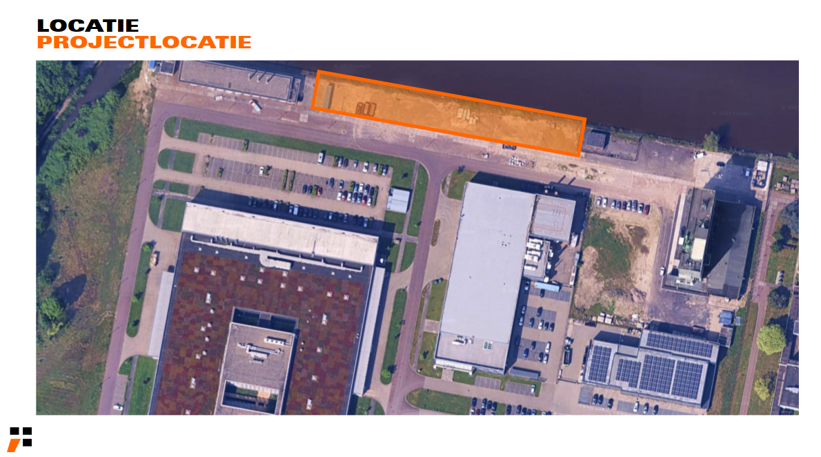 Projectlocatie Gebouw Q aangegeven op de campuskaart