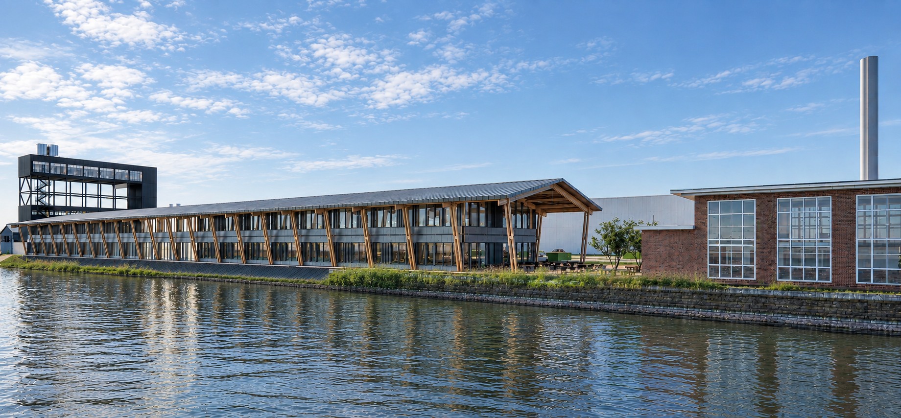 Gebouw Q vanaf het water